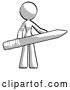 Clip Art of Retro Lady Office Worker or Writer Holding a Giant Pencil by Leo Blanchette