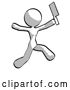Clip Art of Retro Lady Psycho Running with Meat Cleaver by Leo Blanchette