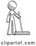 Clip Art of Retro Lady Standing with Industrial Broom by Leo Blanchette
