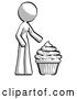 Clip Art of Retro Lady with Giant Cupcake Dessert by Leo Blanchette