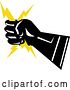Clip Art of Retro Lineman Symbol of a Hand Holding Lightning by Patrimonio
