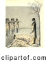 Clip Art of Retro Man over a Grave and Firing Squad Ready by Prawny Vintage
