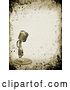 Clip Art of Retro Microphone over a Grunge Background Bordered by Music Notes by KJ Pargeter