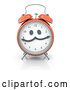 Clip Art of Retro Orange Alarm Clock with a Face by Mopic