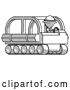 Clip Art of Retro Ranger Guy Driving Amphibious Tracked Vehicle Side Angle View by Leo Blanchette