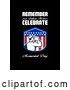 Clip Art of Retro Saluting Soldier in a Patriotic American Shield with Remember Our Fallen Heroes, Celebrate Memorial Day Text on Black by Patrimonio