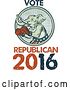 Clip Art of Retro Sketched or Engraved Political Elephant Boxer with Vote Republican 2016 Text by Patrimonio