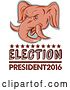 Clip Art of Retro Sketched or Engraved Political Elephant Head with Election President 2016 Text by Patrimonio