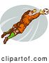 Clip Art of Retro Soccer Goalie Leaping Towards a Ball by Patrimonio