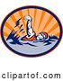 Clip Art of Retro Triathlon Swimming Logo by Patrimonio