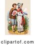 Clip Art of Retro Victorian Scene of a Boy Carrying Flowers and Walking Behind a Girl As She Reads a Love Letter, Circa 1886 by OldPixels