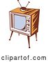 Clip Art of Retro Wooden Box Television and Stand by Patrimonio