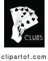 Clipart of a Retro Hand with 2, 3, 4, 5, 10 of Clubs Playing Cards by Prawny Vintage