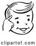 Clipart of a Smiling Retro Boy Touching His Temple by Picsburg
