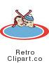 Retro Vector Clip Art of a Couple with Skis by Andy Nortnik