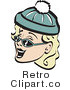 Retro Vector Clip Art of a Winter Woman in Shades and a Cap by Andy Nortnik