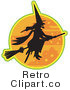Royalty Free Retro Vector Clip Art of a Flying Witch by Andy Nortnik