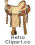 Royalty Free Retro Vector Clip Art of a Leather Saddle by Andy Nortnik
