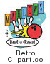 Royalty Free Retro Vector Clip Art of a Marlows Bowl O Rama Sign by Andy Nortnik