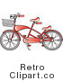 Royalty Free Retro Vector Clip Art of a Red Tandem Bike by Andy Nortnik