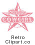 Royalty Free Retro Vector Clip Art of a Rodeo Cowgirl Sign by Andy Nortnik