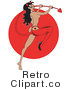 Royalty Free Retro Vector Clip Art of a She Devil Lifting Her Leg and Holding Her Tail by Andy Nortnik