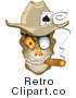 Royalty Free Retro Vector Clip Art of a Smoking Gambling Skull by Andy Nortnik