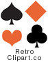 Royalty Free Retro Vector Clip Art of a Spade, Diamond, Heart and Club by Andy Nortnik