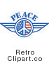 Royalty Free Retro Vector Clip Art of a Winged Peace Symbol by Andy Nortnik