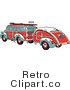 Royalty Free Retro Vector Clip Art of a Woodie Car and Trailer by Andy Nortnik