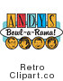 Royalty Free Retro Vector Clip Art of an Andy's Bowl-a-Rama Sign by Andy Nortnik