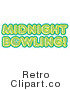 Royalty Free Retro Vector Clip Art of Midnight Bowling Text by Andy Nortnik