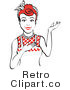 Royalty Free Vector Retro Clip Art of a 1950's Housewife, Waitress or Maid Standing with Presentation Stance by Andy Nortnik