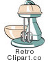 Royalty Free Vector Retro Clipart of an Old Electric Kitchen Mixer with Bowl by Andy Nortnik
