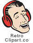 Royalty Free Vector Retro Illustration of a Young Man Laughing While Wearing Ear Muffs During Winter by Andy Nortnik