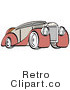 Royalty Free Vector Retro Illustration of an Old Red and Tan Colored Luxury Car by Andy Nortnik
