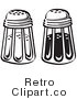 Royalty Free Vector Retro Illustration of Black and White Salt and Pepper Glass Shakers by Andy Nortnik