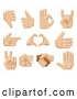 Vector Clip Art of 11 Retro 8-Bit Pixel Art Human Hands - Digital Collage by AtStockIllustration