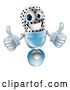 Vector Clip Art of 3d Silver and Blue Microphone Holding Two Thumbs up by AtStockIllustration