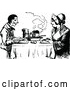Vector Clip Art of a Happy Retro Couple Eating a Meal by Prawny Vintage