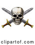Vector Clip Art of a Hostile Retro Pirate Skull over Crossed Swords by AtStockIllustration