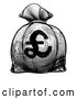 Vector Clip Art of a Retro Black and White Euro Burlap Money Bag Sack by AtStockIllustration
