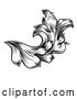 Vector Clip Art of a Retro Black and White Floral Leaf Design by AtStockIllustration