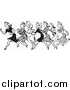 Vector Clip Art of a Retro Black and White Line of Running Shopping Women by BestVector