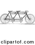 Vector Clip Art of a Retro Black and White Tandem Bicycle by BestVector