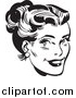 Vector Clip Art of a Retro Black and White Woman's Face with Her Hair up by BestVector