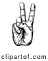 Vector Clip Art of a Retro Black Peace Hand by AtStockIllustration