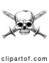 Vector Clip Art of a Retro Black Pirate Skull and Cross Swords by AtStockIllustration