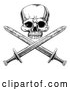 Vector Clip Art of a Retro Black Pirate Skull over Cross Swords by AtStockIllustration