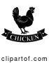 Vector Clip Art of a Retro 'Chicken' Banner Below a Hen in Black by AtStockIllustration